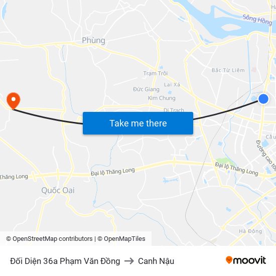 Chung Cư Greenstars- Phạm Văn Đồng to Canh Nậu map