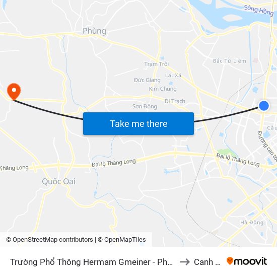 Số 9 Phạm Văn Đồng to Canh Nậu map