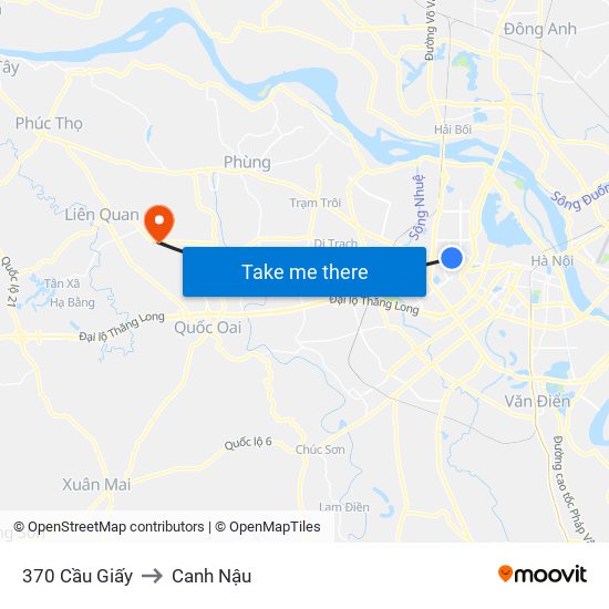 370 Cầu Giấy to Canh Nậu map