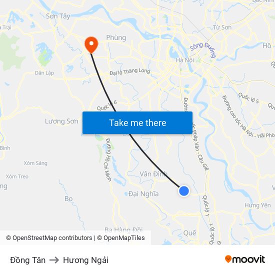 Đồng Tân to Hương Ngải map