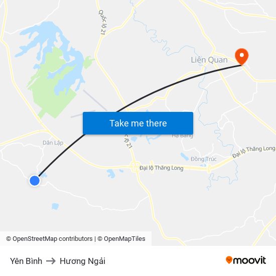 Yên Bình to Hương Ngải map