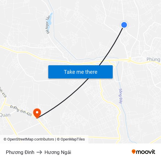 Phương Đình to Hương Ngải map