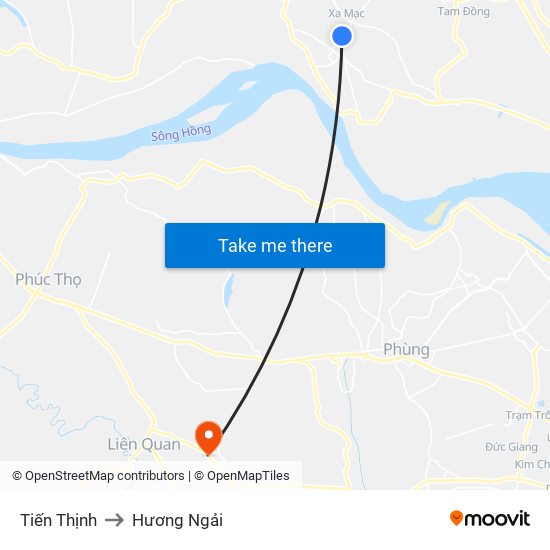 Tiến Thịnh to Hương Ngải map