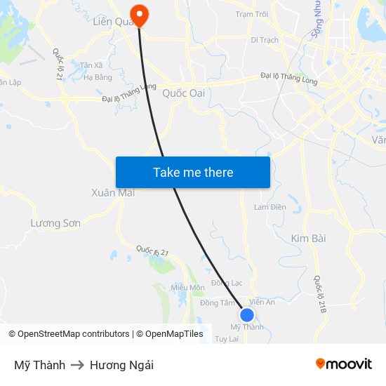 Mỹ Thành to Hương Ngải map