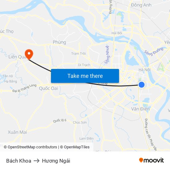 Bách Khoa to Hương Ngải map