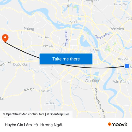 Huyện Gia Lâm to Hương Ngải map