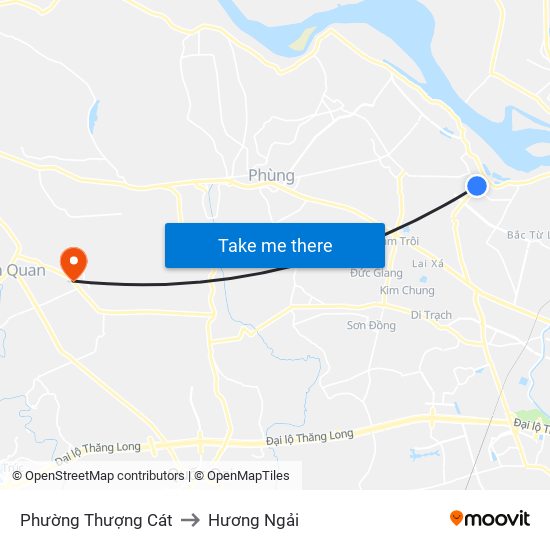 Phường Thượng Cát to Hương Ngải map