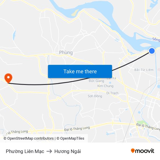 Phường Liên Mạc to Hương Ngải map