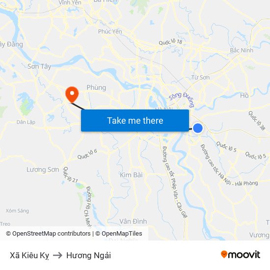 Xã Kiêu Kỵ to Hương Ngải map