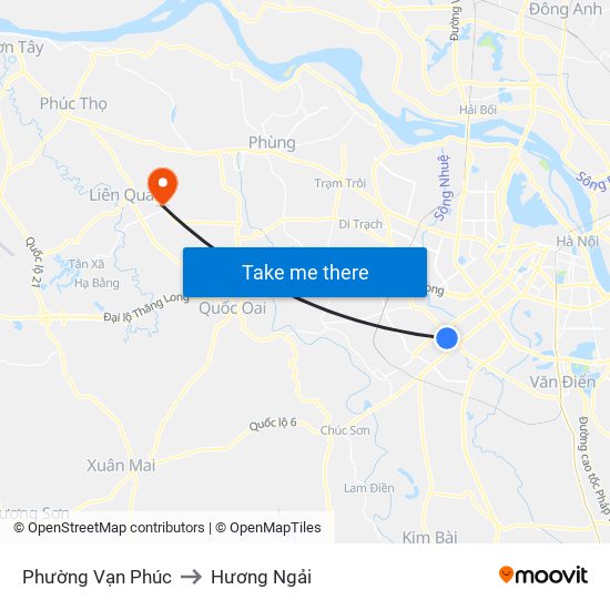 Phường Vạn Phúc to Hương Ngải map