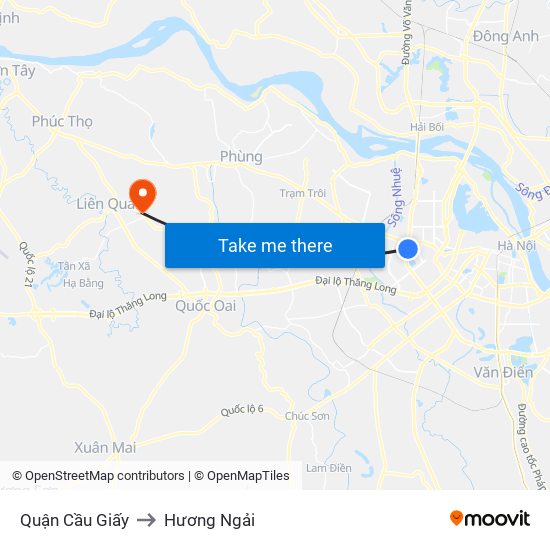 Quận Cầu Giấy to Hương Ngải map