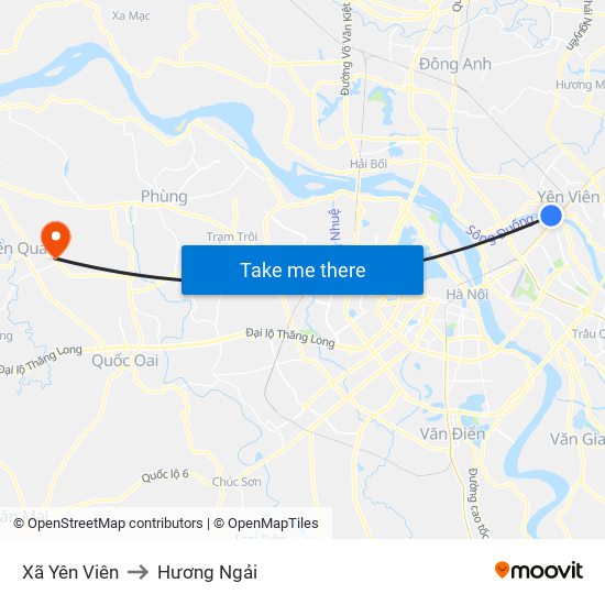 Xã Yên Viên to Hương Ngải map