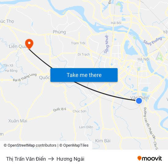 Thị Trấn Văn Điển to Hương Ngải map