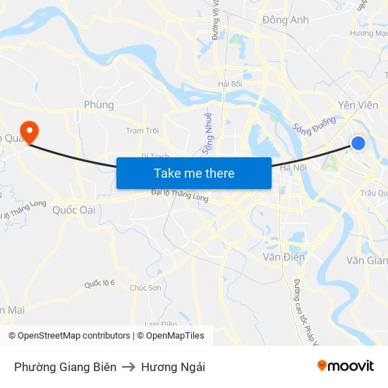 Phường Giang Biên to Hương Ngải map