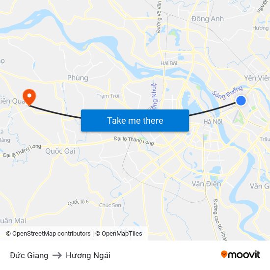 Đức Giang to Hương Ngải map