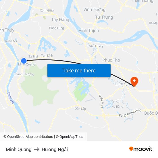Minh Quang to Hương Ngải map