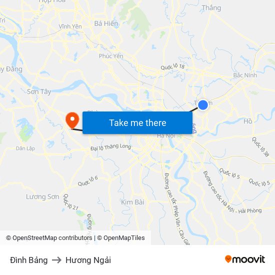 Đình Bảng to Hương Ngải map