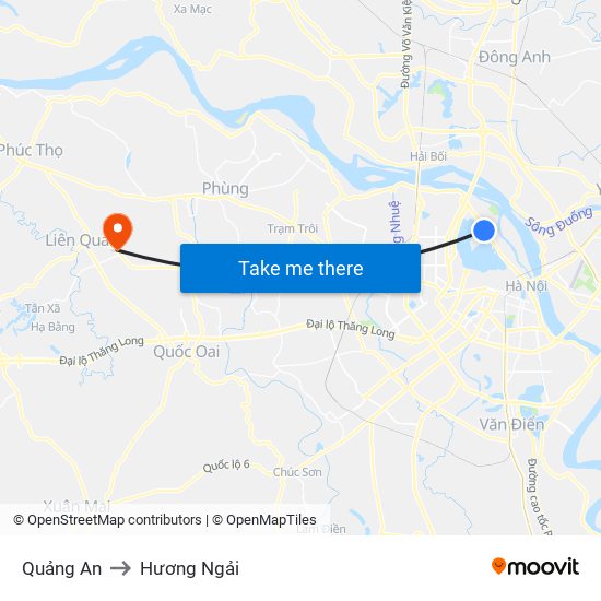 Quảng An to Hương Ngải map