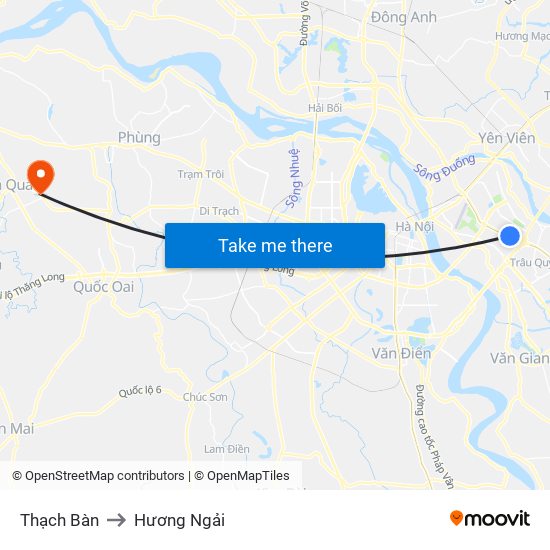 Thạch Bàn to Hương Ngải map