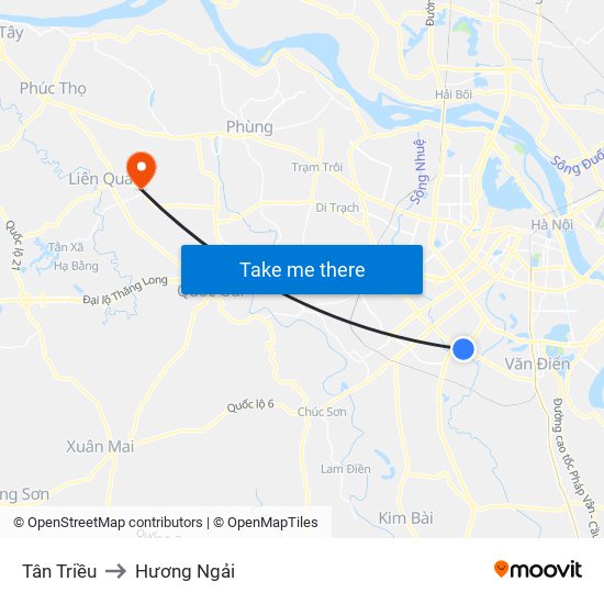 Tân Triều to Hương Ngải map