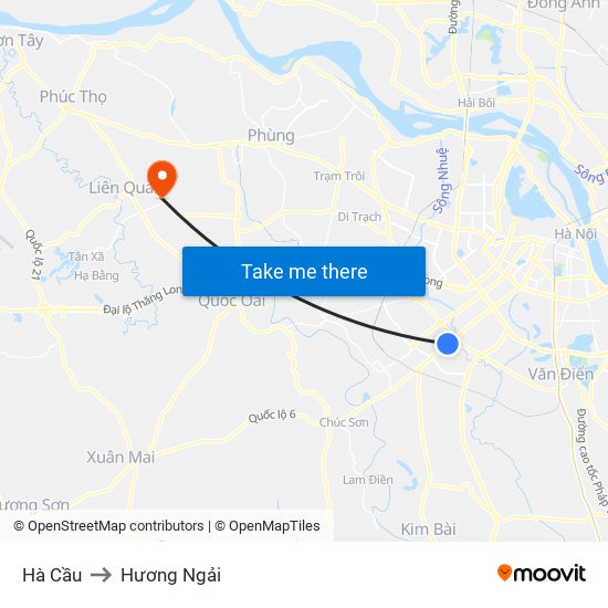 Hà Cầu to Hương Ngải map