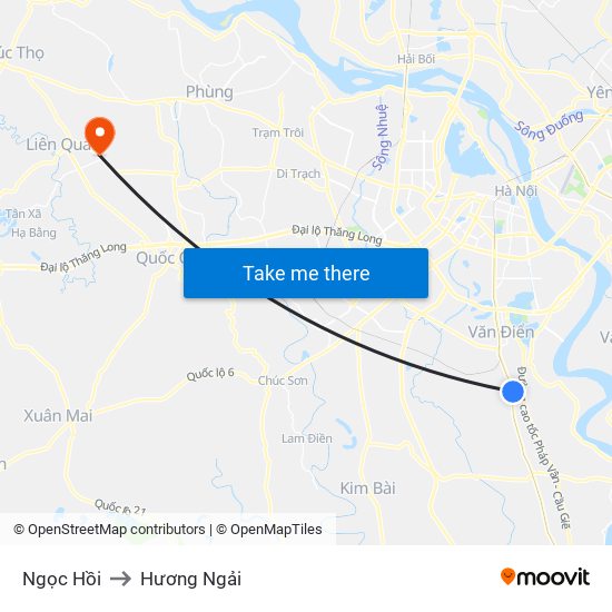 Ngọc Hồi to Hương Ngải map