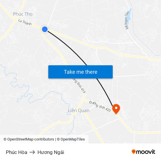 Phúc Hòa to Hương Ngải map