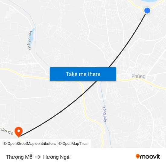 Thượng Mỗ to Hương Ngải map