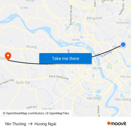 Yên Thường to Hương Ngải map