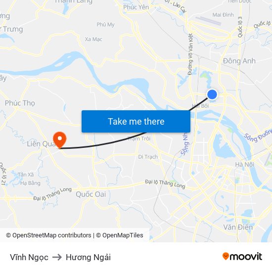 Vĩnh Ngọc to Hương Ngải map