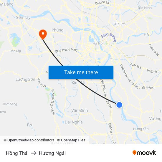 Hồng Thái to Hương Ngải map