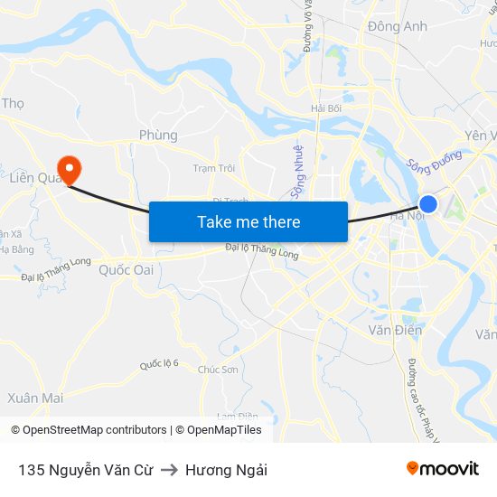 135 Nguyễn Văn Cừ to Hương Ngải map