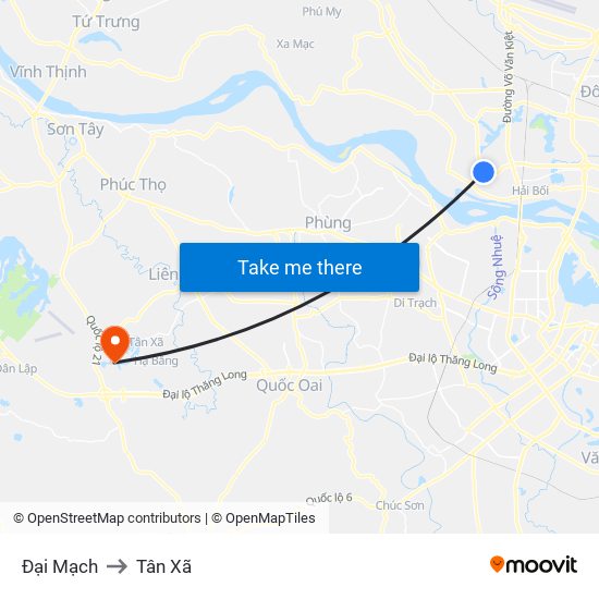 Đại Mạch to Tân Xã map