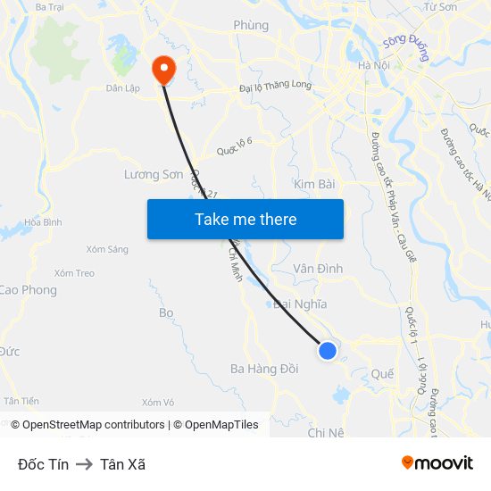 Đốc Tín to Tân Xã map