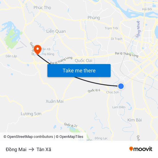 Đồng Mai to Tân Xã map