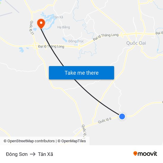 Đông Sơn to Tân Xã map