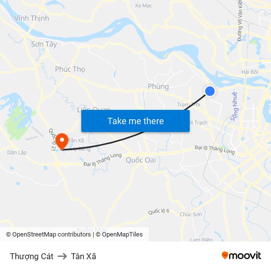 Thượng Cát to Tân Xã map