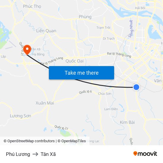 Phú Lương to Tân Xã map