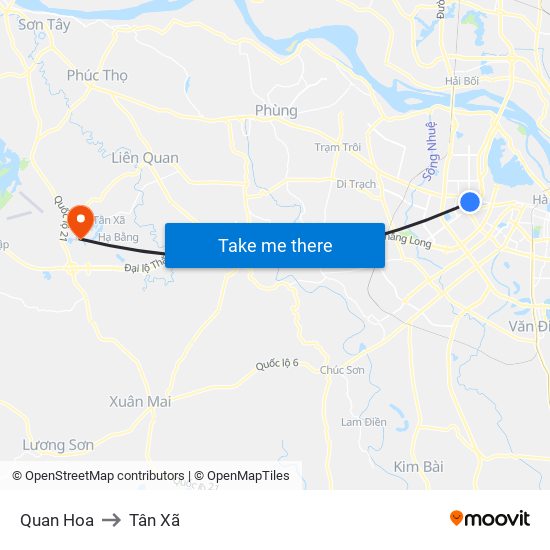 Quan Hoa to Tân Xã map