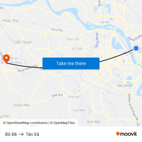 Bồ Đề to Tân Xã map
