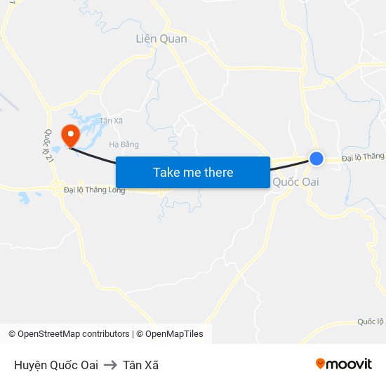 Huyện Quốc Oai to Tân Xã map