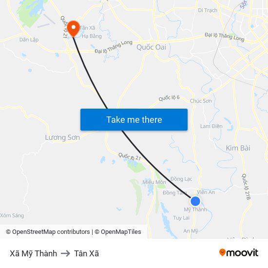 Xã Mỹ Thành to Tân Xã map