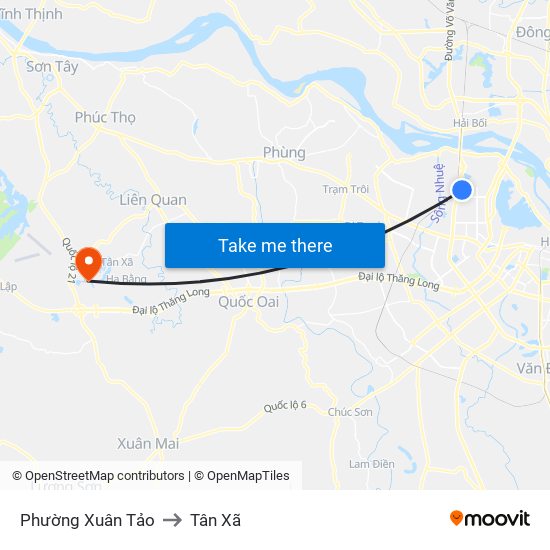 Phường Xuân Tảo to Tân Xã map