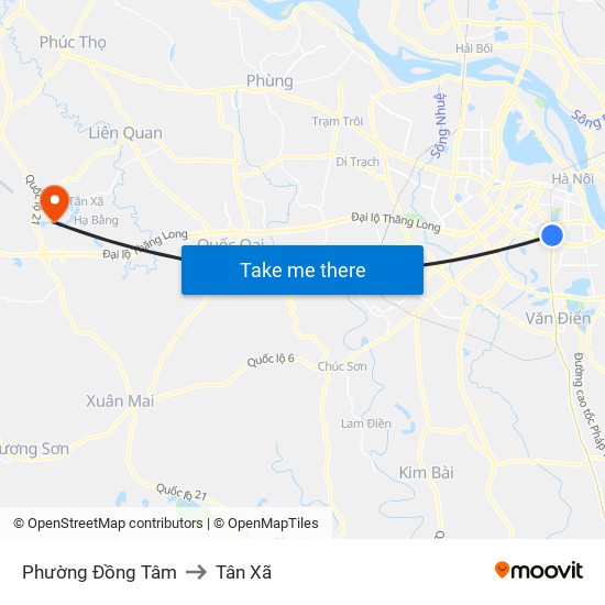 Phường Đồng Tâm to Tân Xã map