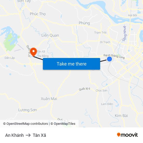 An Khánh to Tân Xã map
