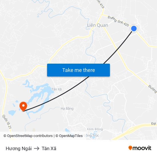 Hương Ngải to Tân Xã map