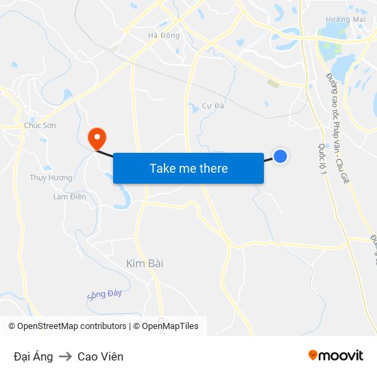 Đại Áng to Cao Viên map