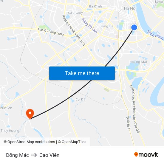 Đống Mác to Cao Viên map