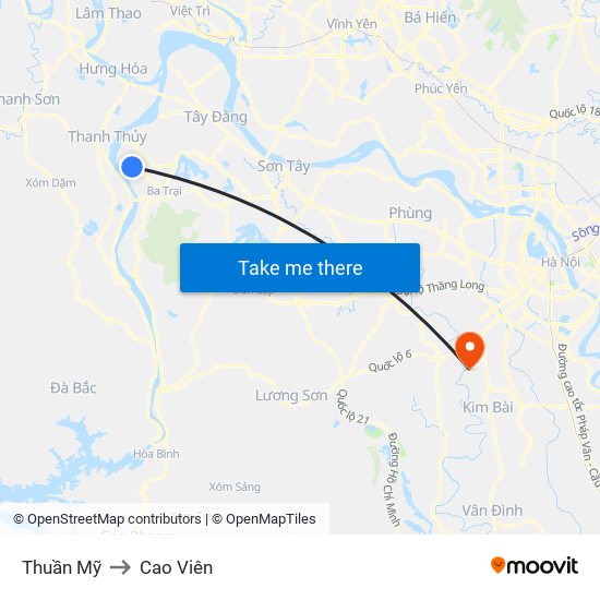 Thuần Mỹ to Cao Viên map