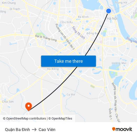 Quận Ba Đình to Cao Viên map